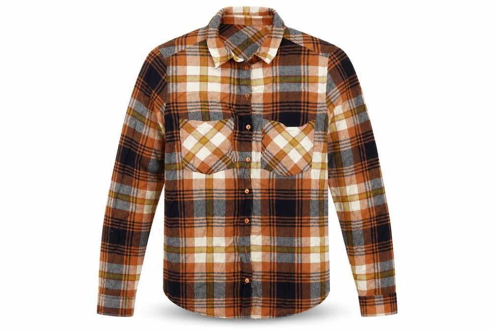 VILA Mens Orange Plaid   Button-Up Size S