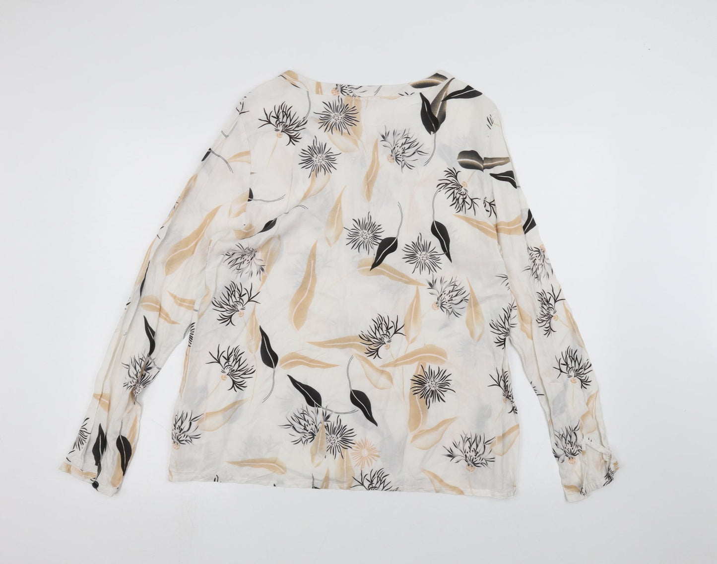 fransa Womens White Floral  Basic Blouse Size M