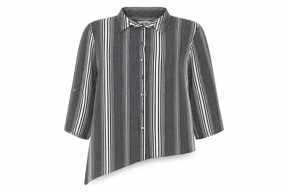 Peacocks Womens White Striped  Basic Button-Up Size 14