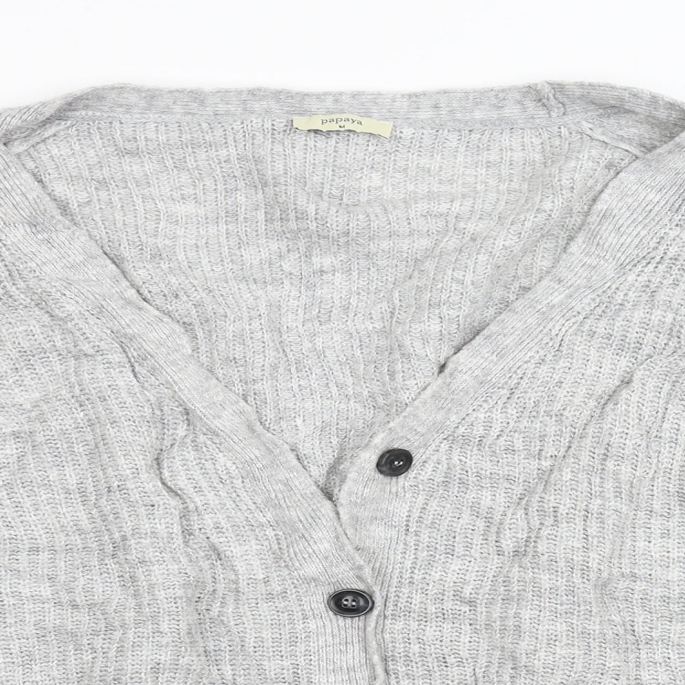 Papaya Womens Grey  Knit Cardigan Jumper Size M