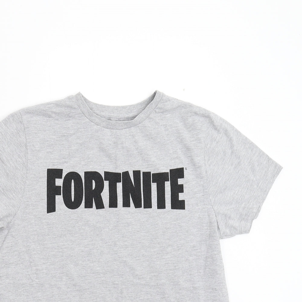 Primark Boys Grey   Basic T-Shirt Size M  - Fortnite