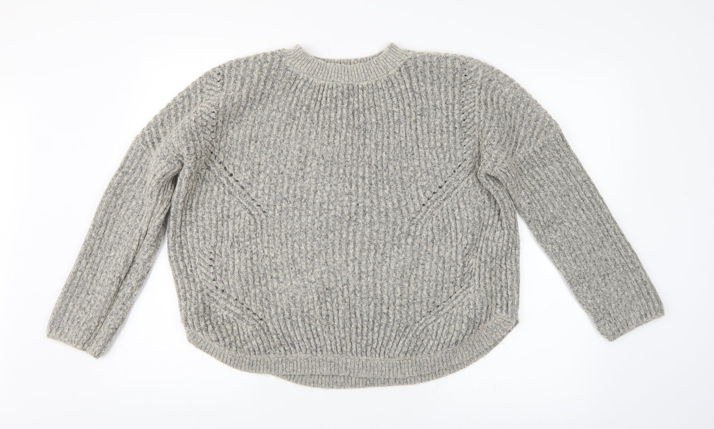 Only Womens Grey Striped  Pullover Jumper Size L