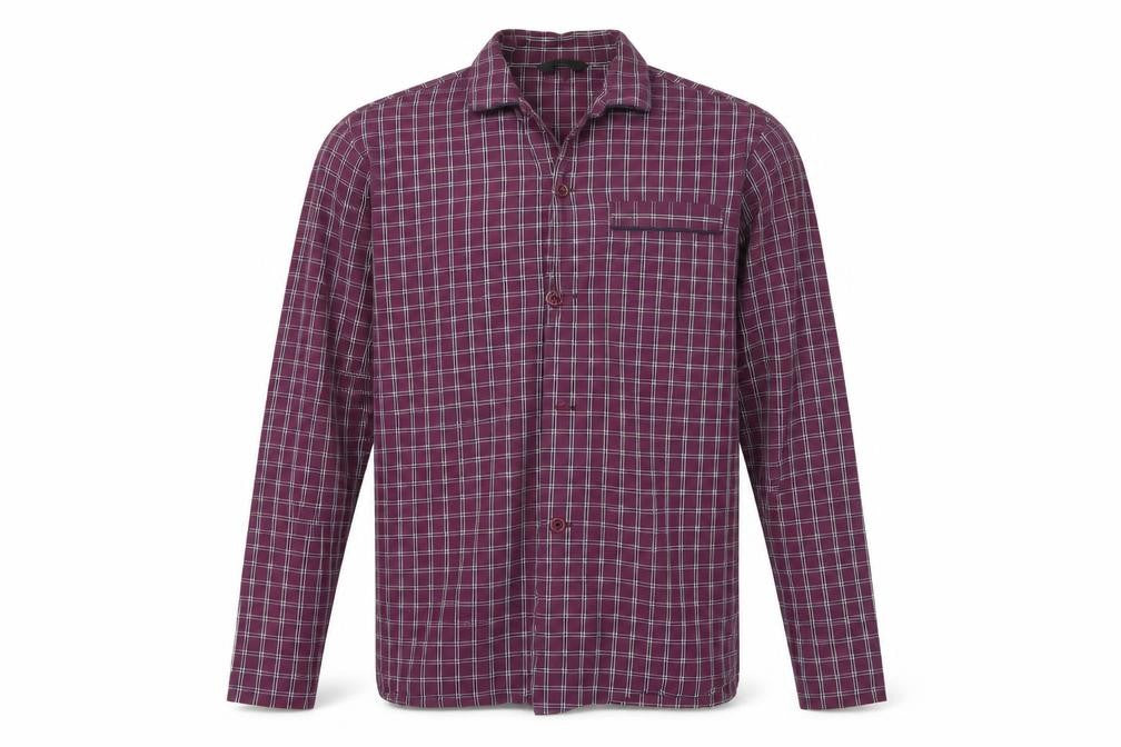 M&S Mens Purple Check   Button-Up Size L