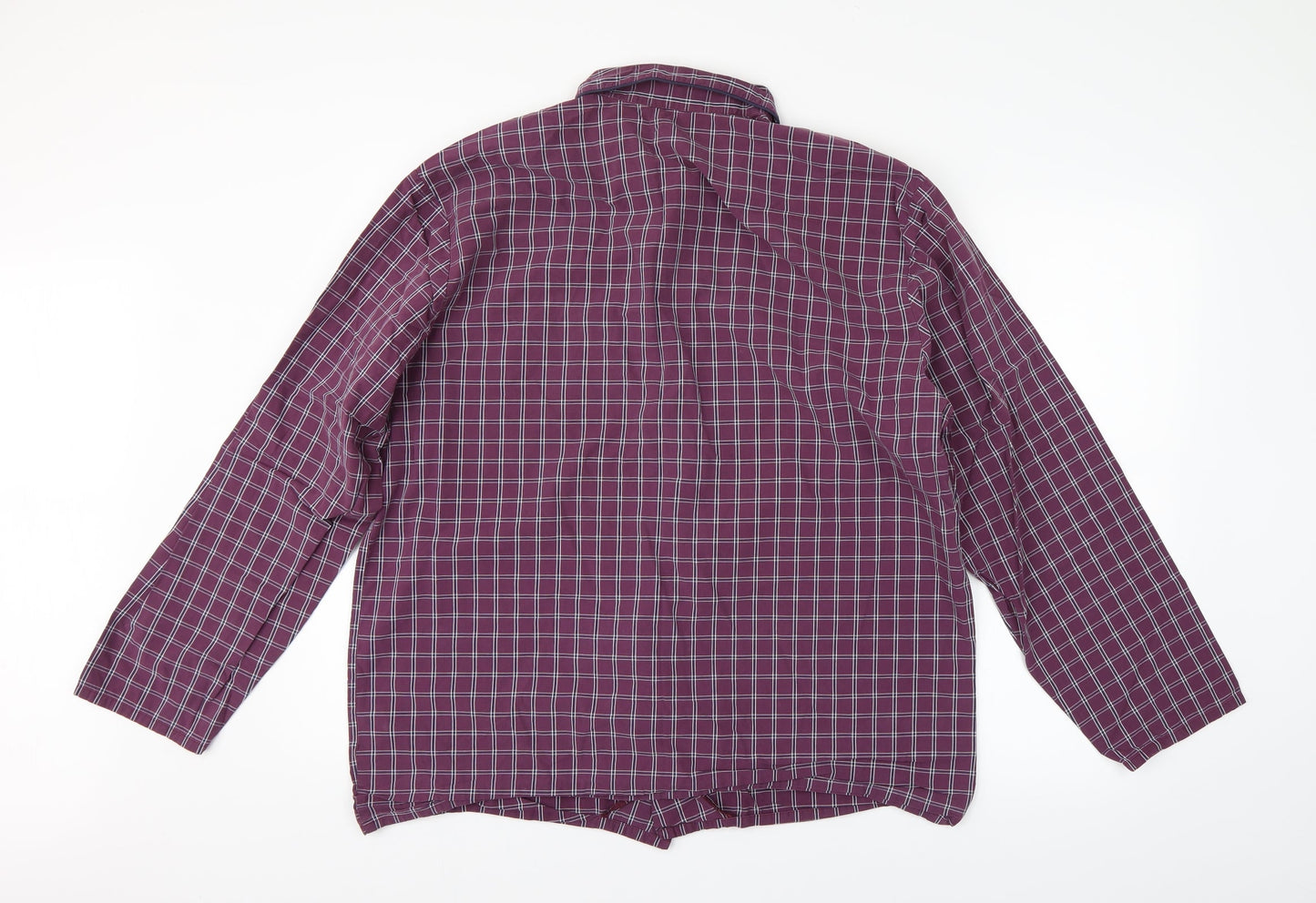 M&S Mens Purple Check   Button-Up Size L