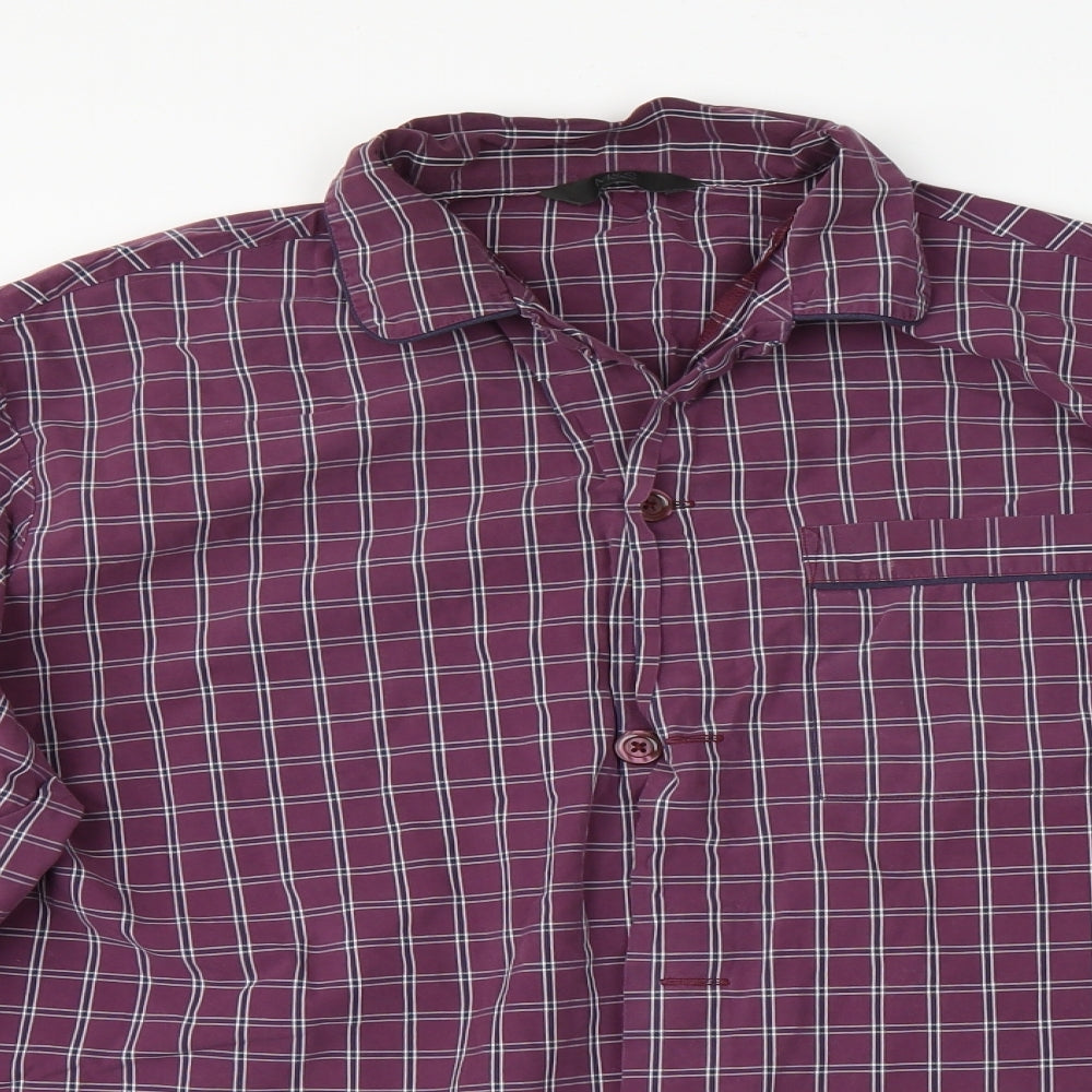 M&S Mens Purple Check   Button-Up Size L