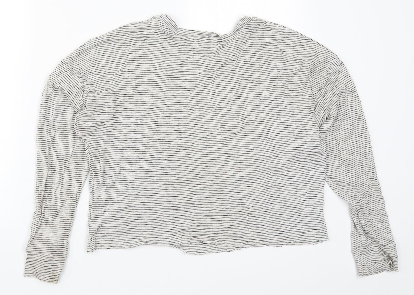Topshop Womens Grey Striped  Basic T-Shirt Size 6  - No Love Lost