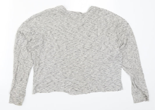 Topshop Womens Grey Striped  Basic T-Shirt Size 6  - No Love Lost