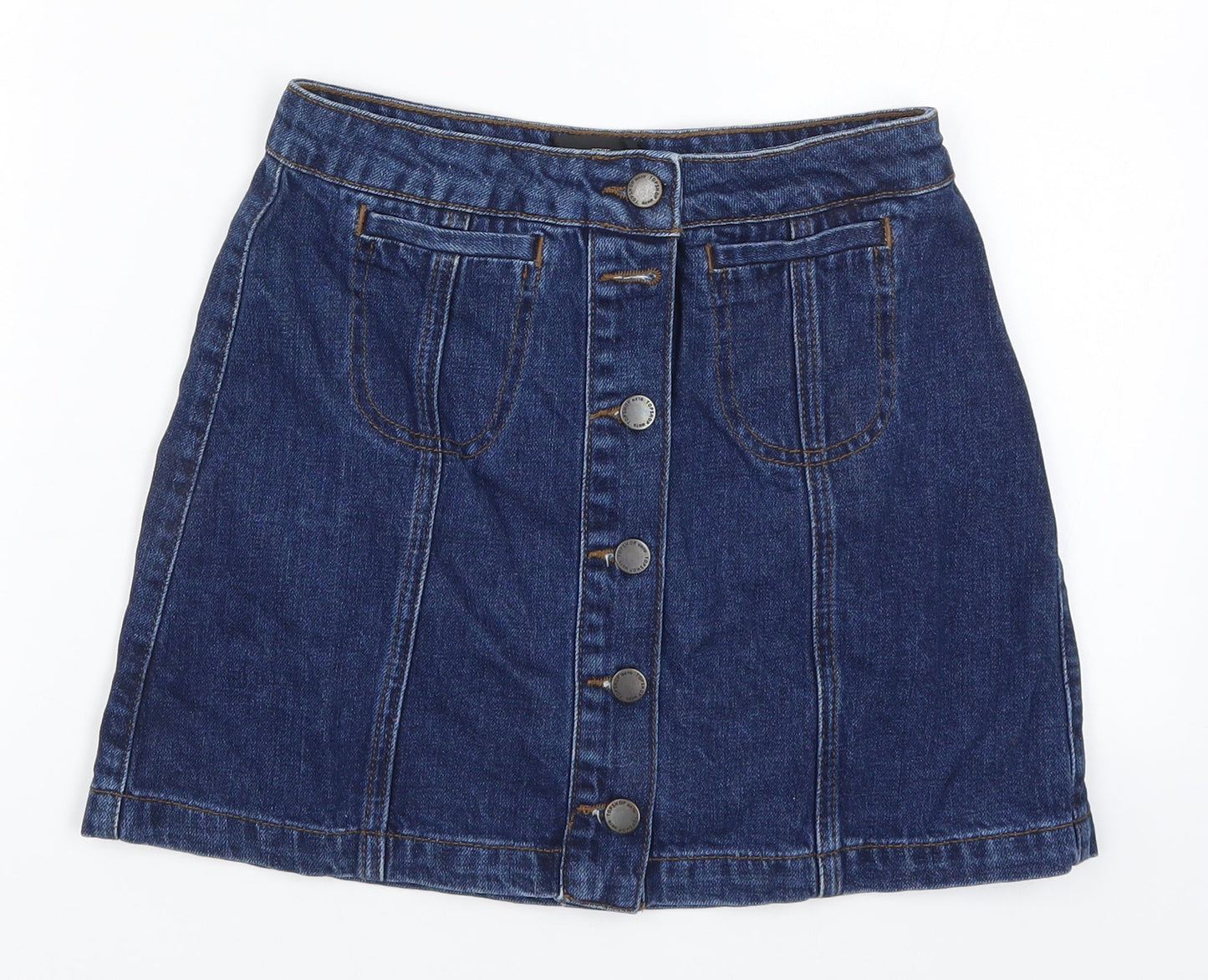 Topshop Womens Blue  Denim A-Line Skirt Size 8