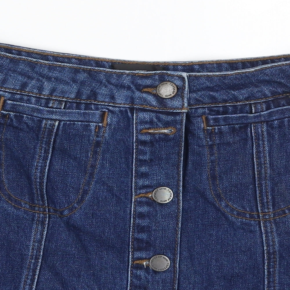 Topshop Womens Blue  Denim A-Line Skirt Size 8