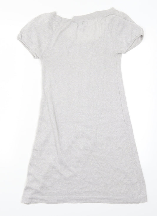 New Look Womens Silver  Knit A-Line  Size 8
