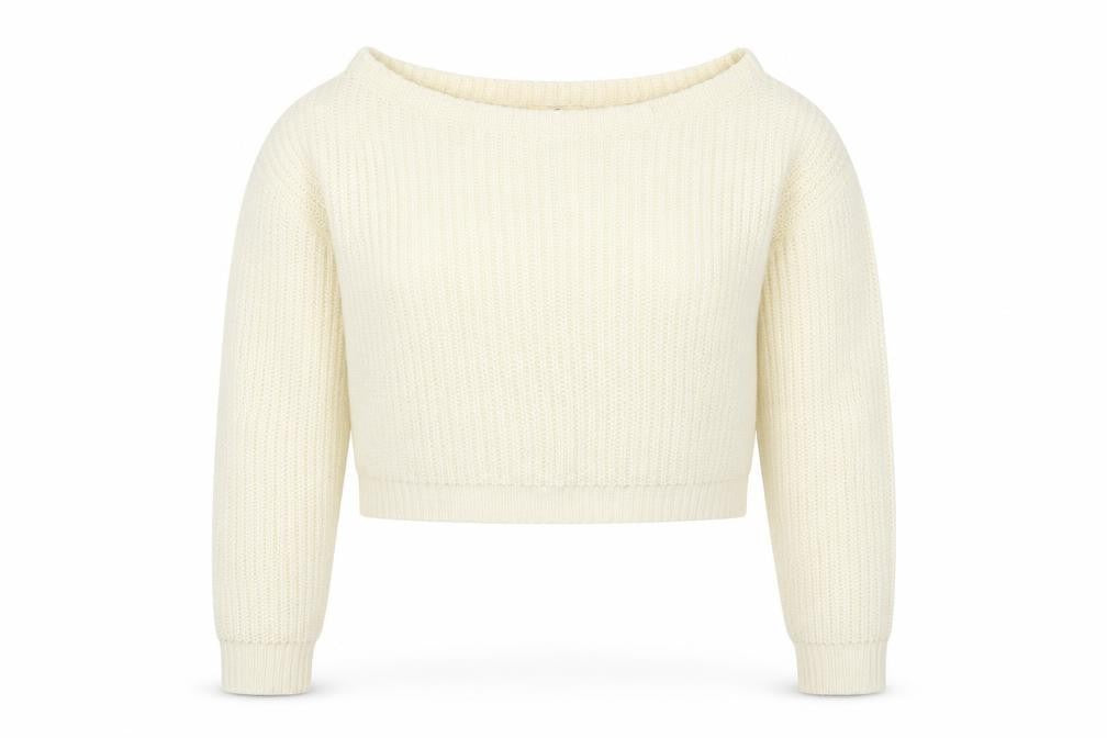 Front view of Missguided women’s ivory knit jumper, size S, - cream colour