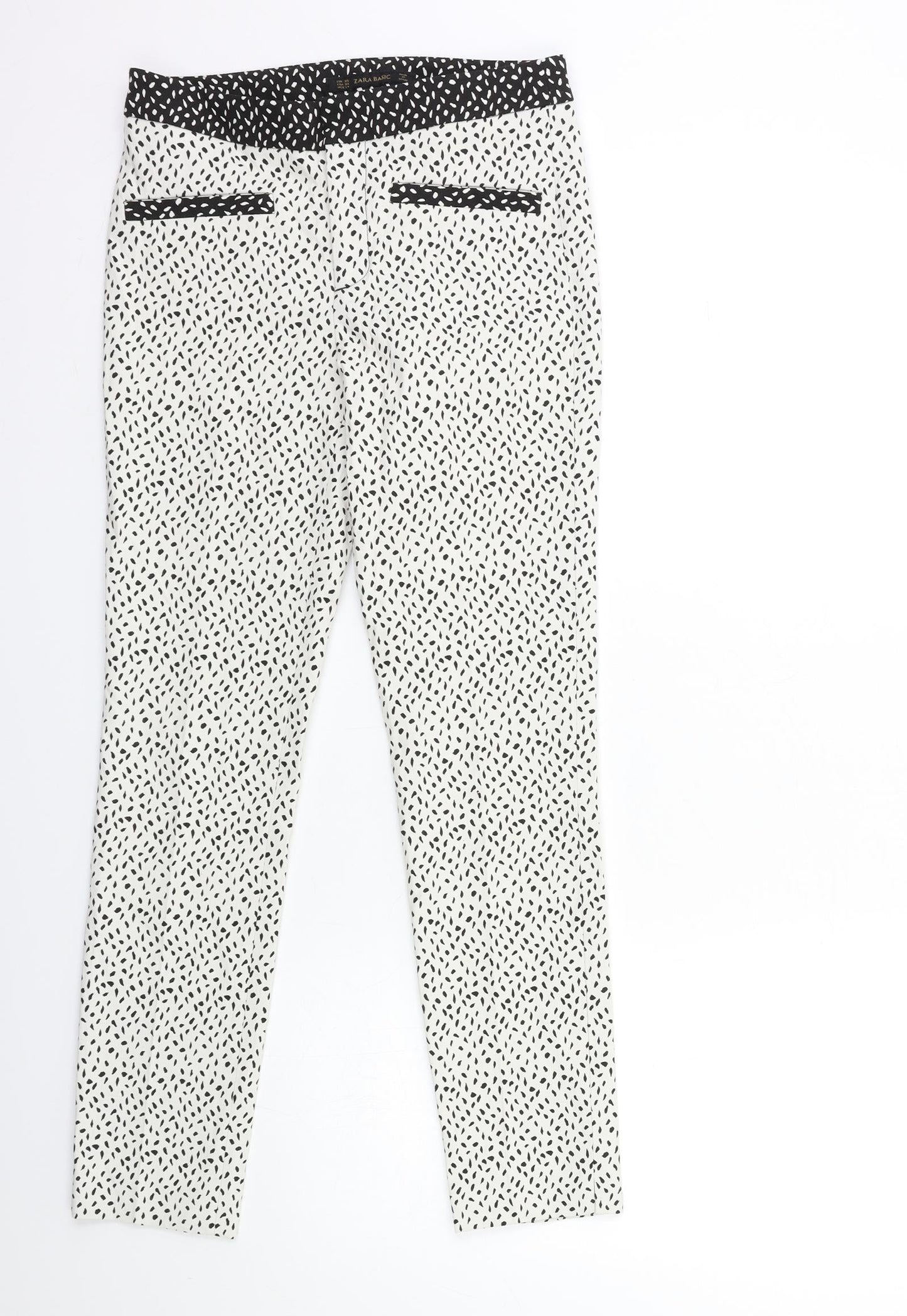 Zara Womens White Animal Print  Trousers  Size XS L28 in