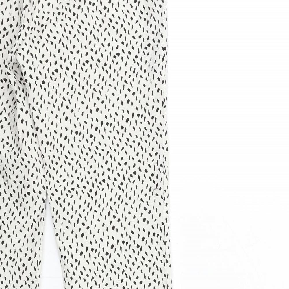 Zara Womens White Animal Print  Trousers  Size XS L28 in