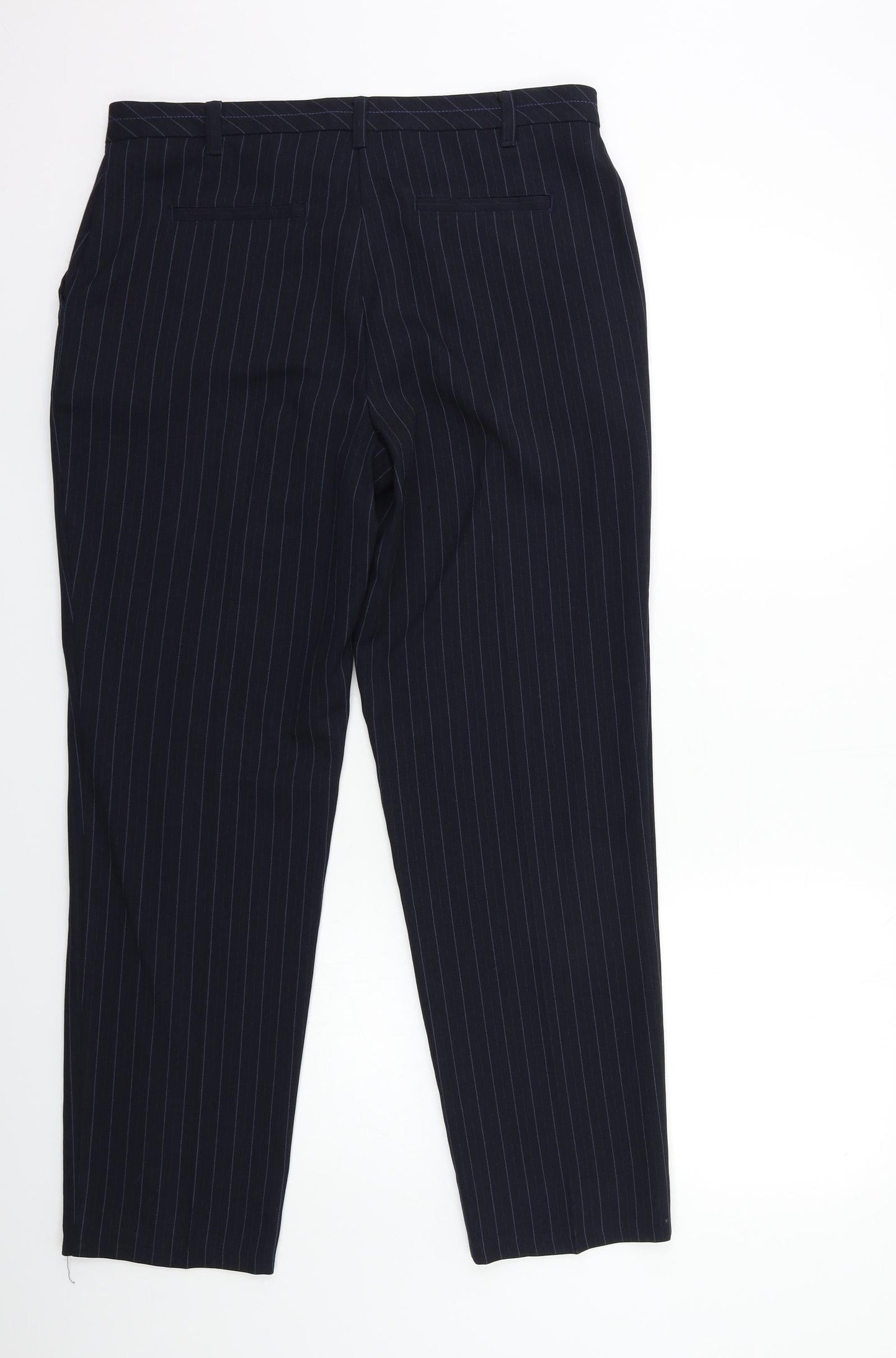 Marks and Spencer Womens Black Striped  Trousers  Size 14 L30 in