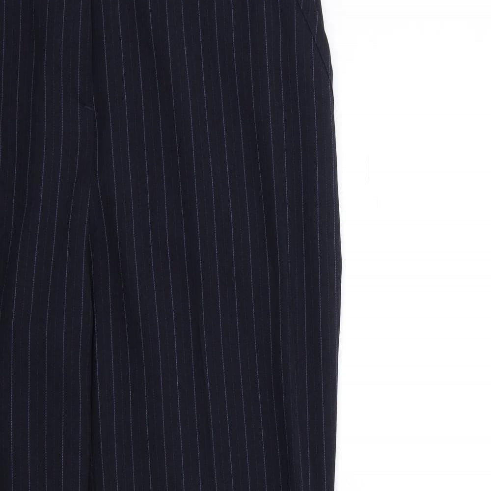 Marks and Spencer Womens Black Striped  Trousers  Size 14 L30 in
