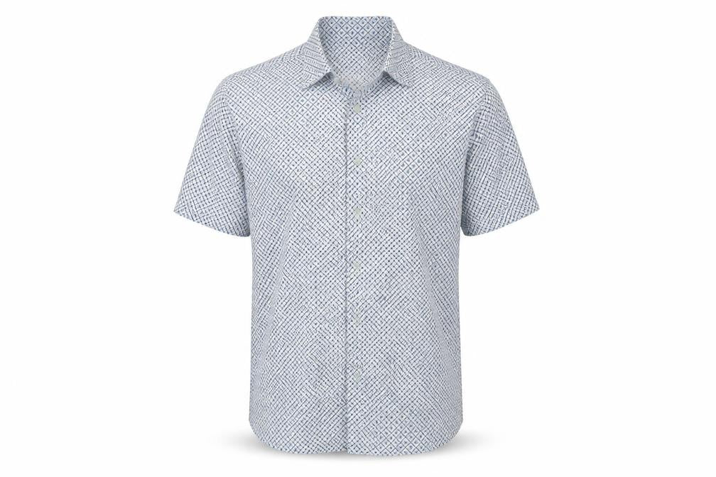 Celcil Mens White Polka Dot   Button-Up Size M