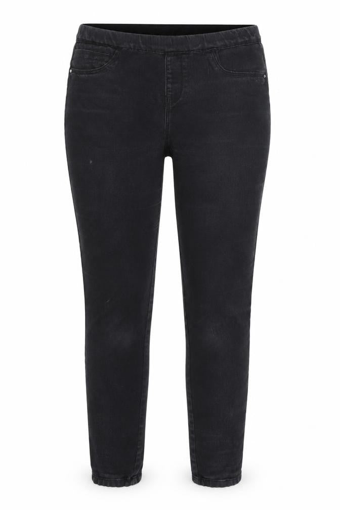 Front view of Denim Co. women’s black denim jegging leggings, size UK 10, 28-inch leg