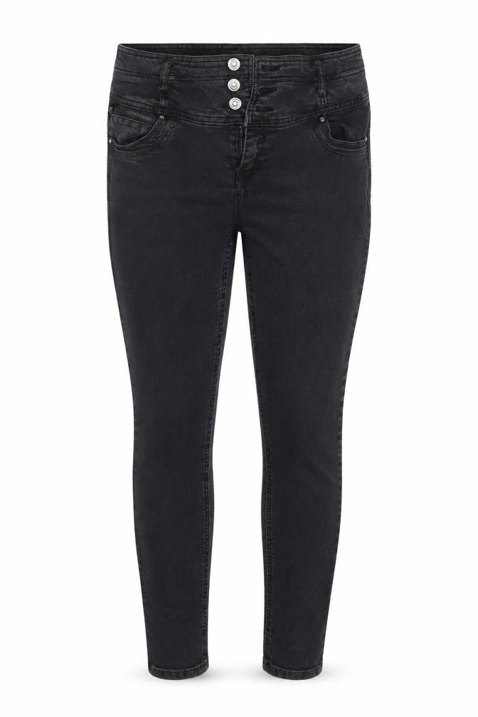 Front view of Denim Co. women’s black denim jegging leggings, size UK 12, 28-inch leg