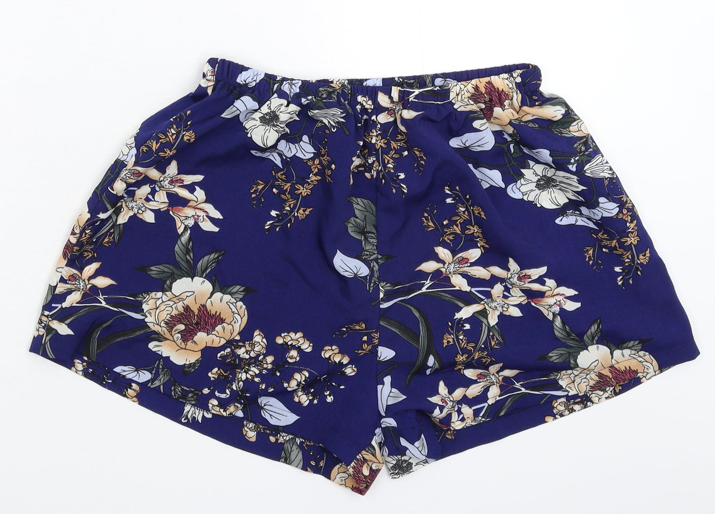 Preworn Womens Blue Floral  Hot Pants Shorts Size 28 in
