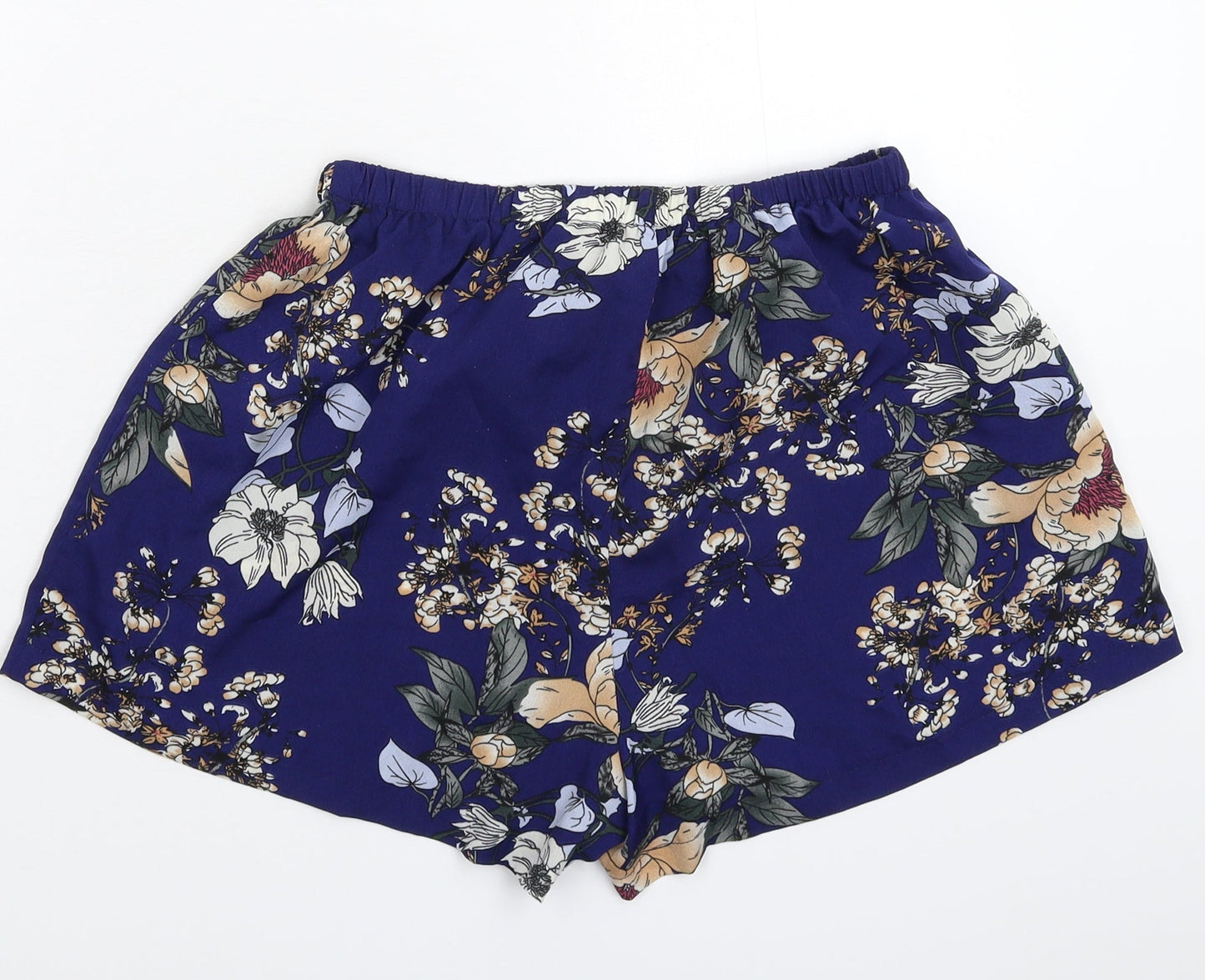Preworn Womens Blue Floral  Hot Pants Shorts Size 28 in