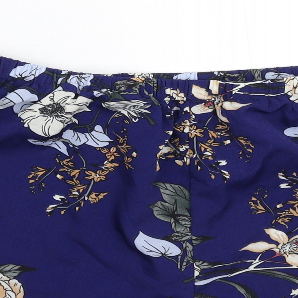 Preworn Womens Blue Floral  Hot Pants Shorts Size 28 in