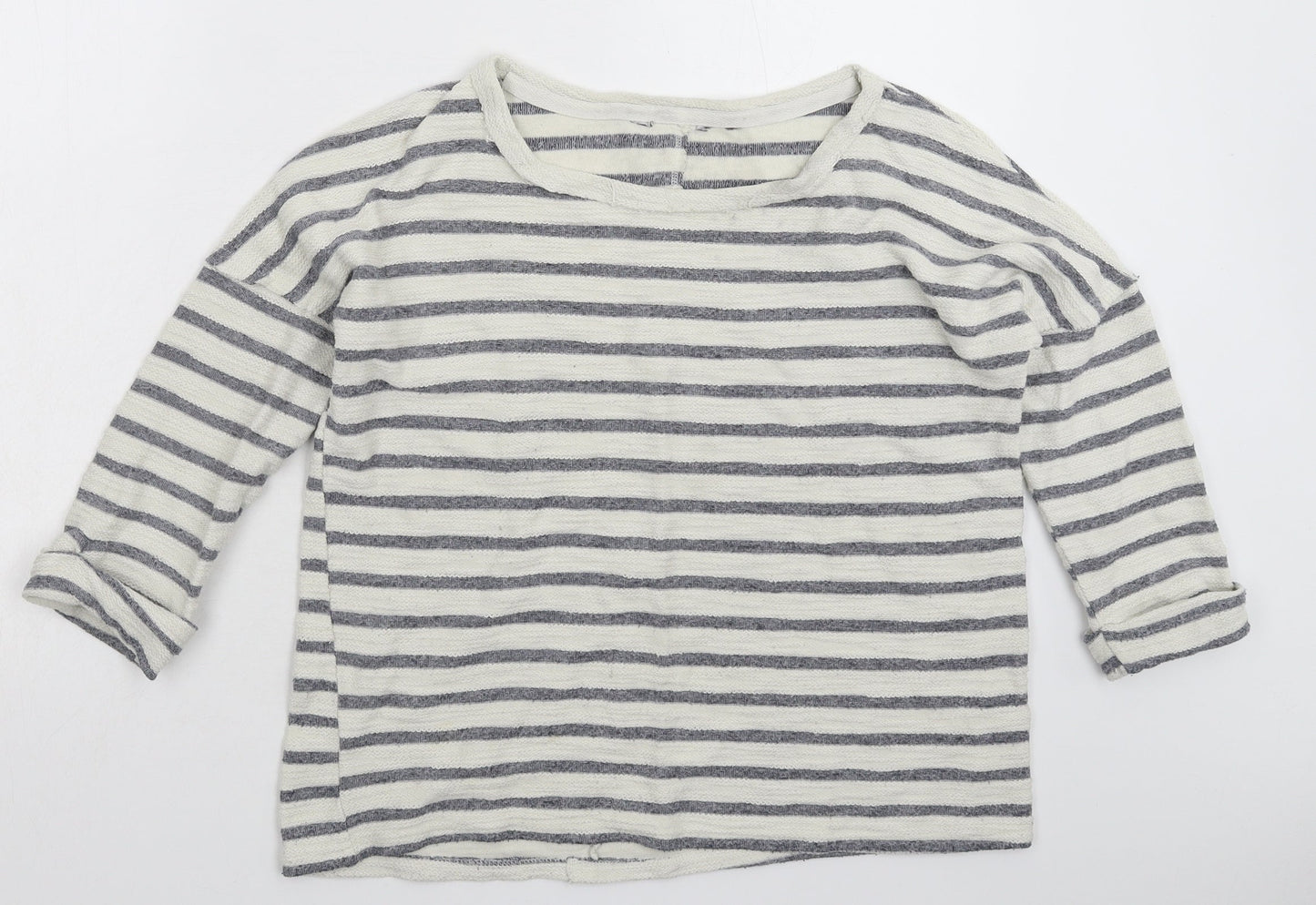 New Look Womens White Striped Knit Pullover Jumper Size 10