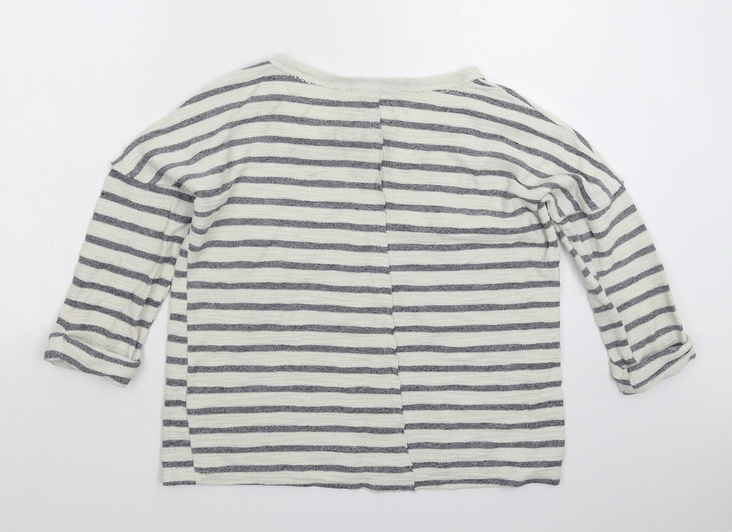 New Look Womens White Striped Knit Pullover Jumper Size 10