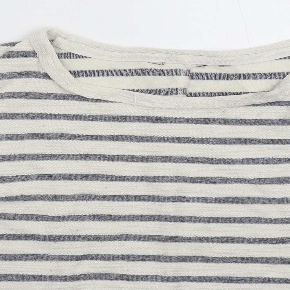 New Look Womens White Striped Knit Pullover Jumper Size 10