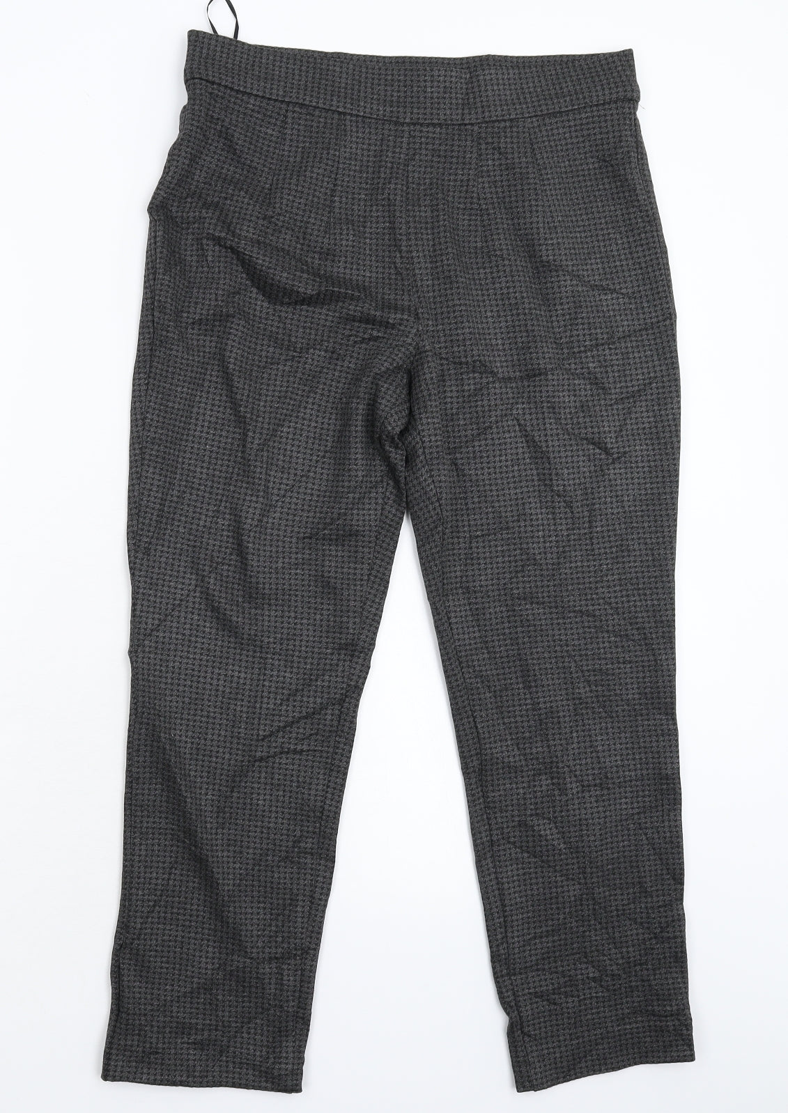 Marks and Spencer Womens Grey Houndstooth  Cropped Trousers Size 12 L25 in