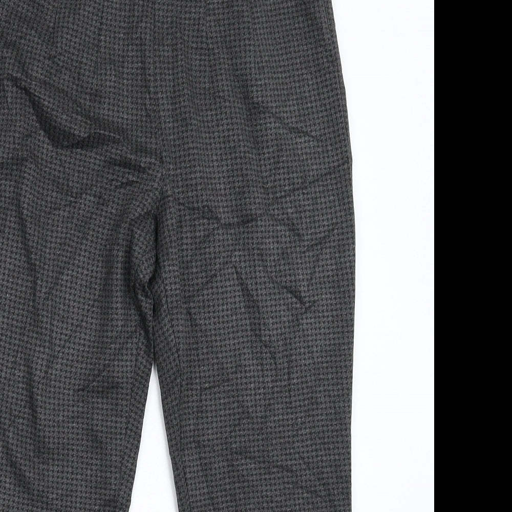 Marks and Spencer Womens Grey Houndstooth  Cropped Trousers Size 12 L25 in