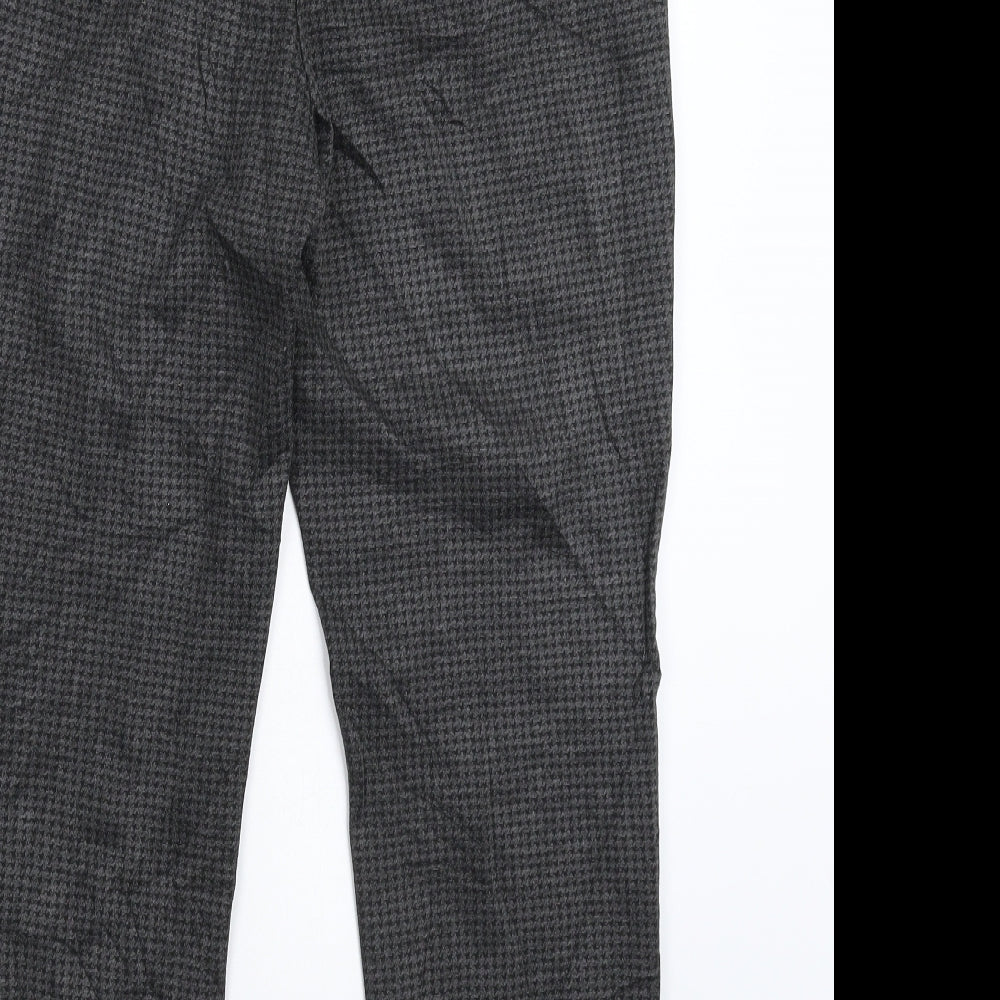 Marks and Spencer Womens Grey Houndstooth  Cropped Trousers Size 12 L25 in