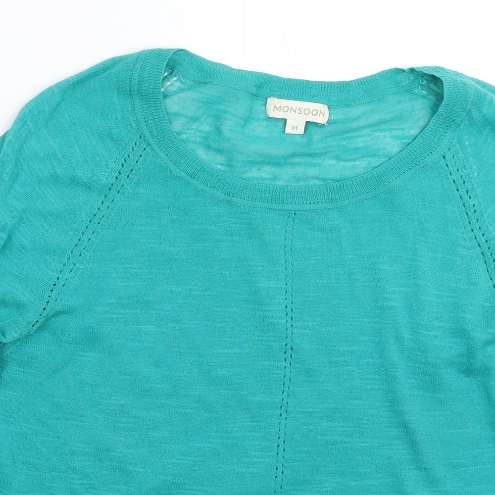 Monsoon Womens Green  Knit Pullover Jumper Size M