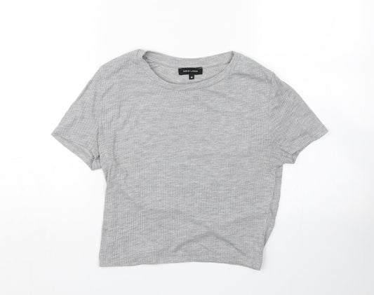 New Look Womens Grey Striped  Wrap T-Shirt Size 10