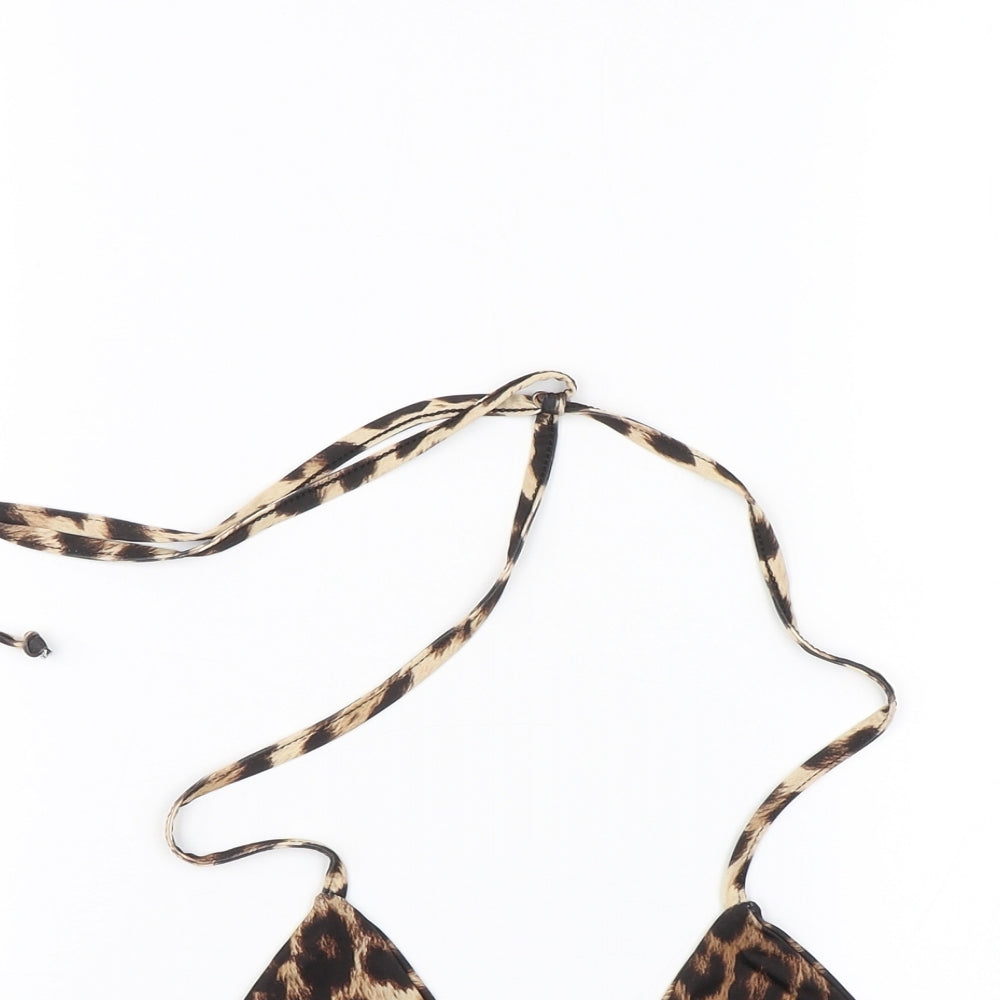 PRETTYLITTLETHING Womens Brown Animal Print  Cropped Tank Size 8