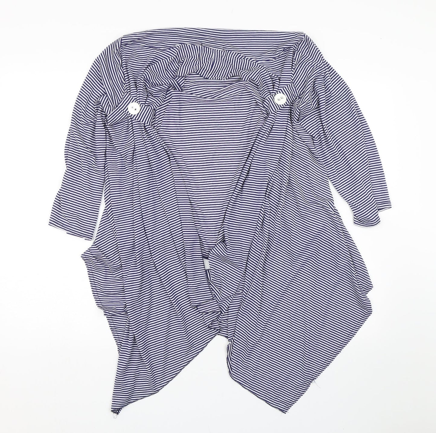 Laura D Womens Blue Striped  Cardigan Jumper Size M