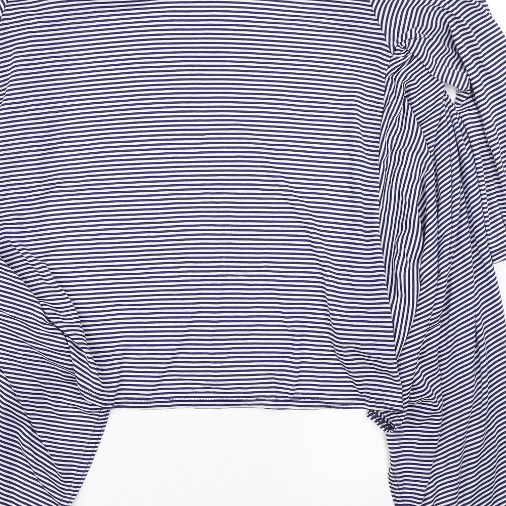 Laura D Womens Blue Striped  Cardigan Jumper Size M