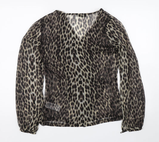VERO MODA Womens Brown Animal Print  Basic Blouse Size S