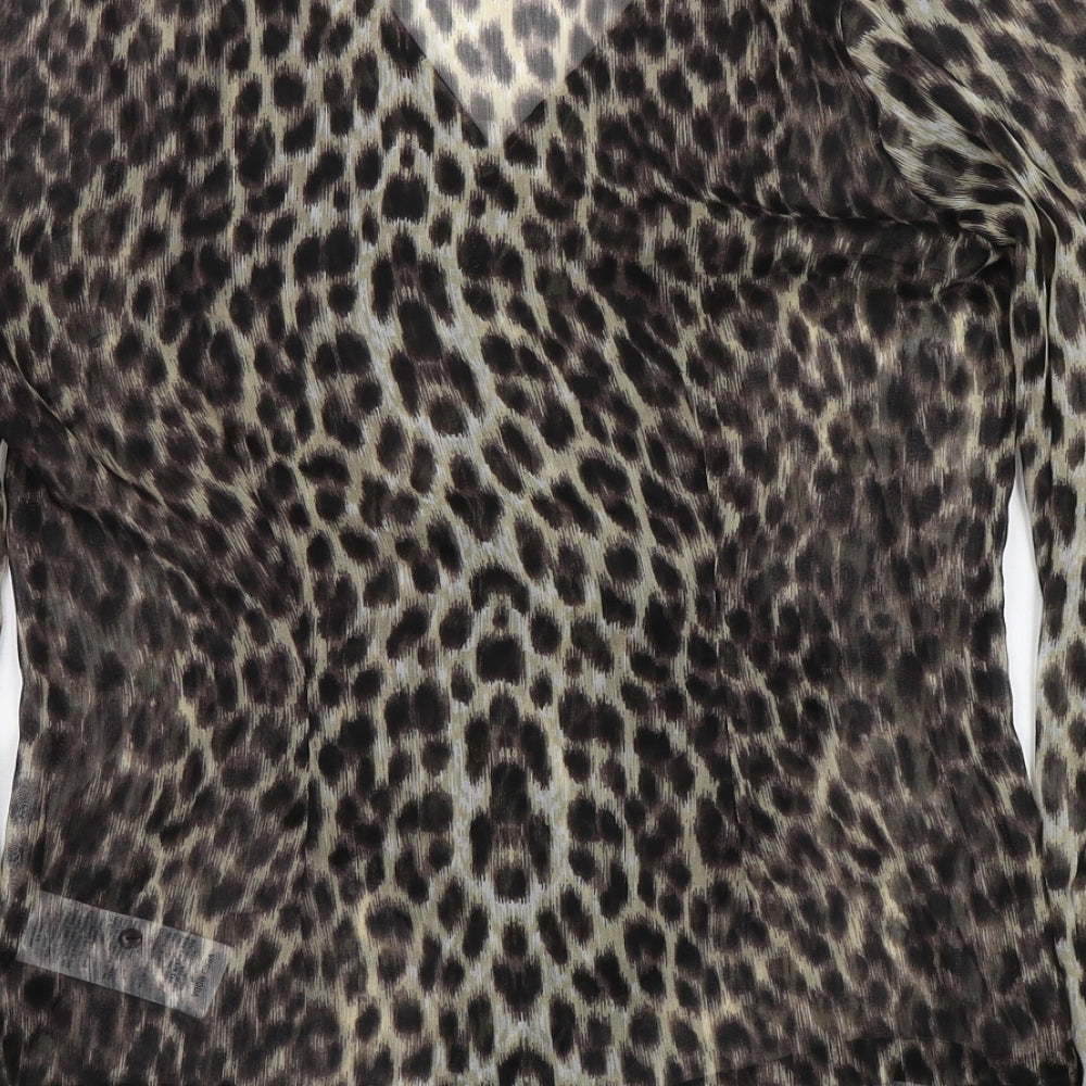VERO MODA Womens Brown Animal Print  Basic Blouse Size S