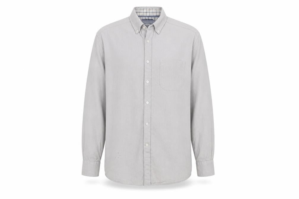 Front view of Atlantic Bay men’s grey button-up, size XL