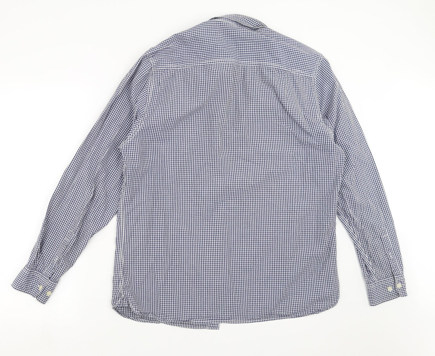 Easy Mens Blue Check   Button-Up Size L