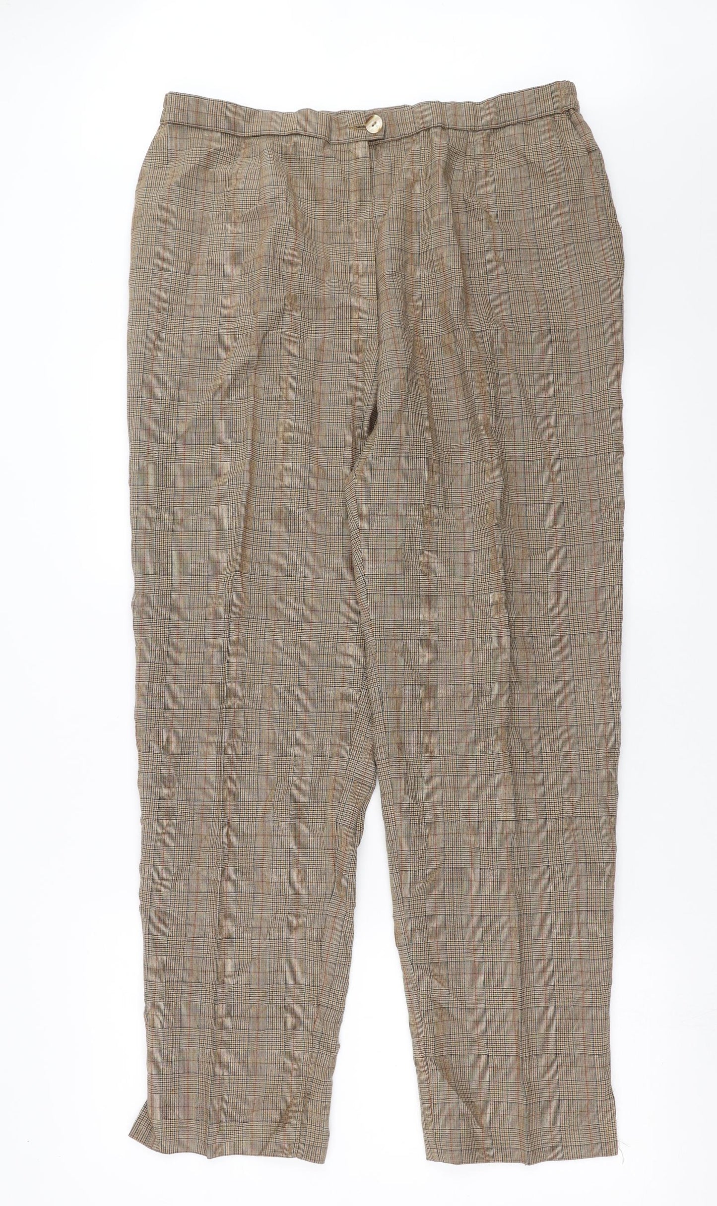 Karting Womens Brown Check  Trousers  Size 34 in L30 in