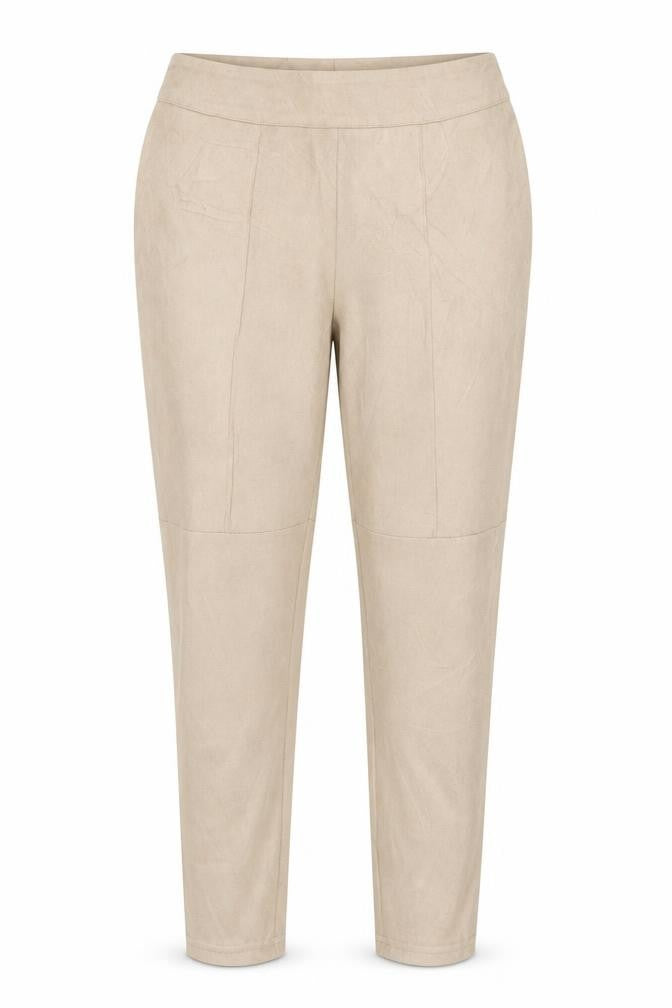 Front view of Missguided women’s beige trousers, size UK 14, 27-inch leg