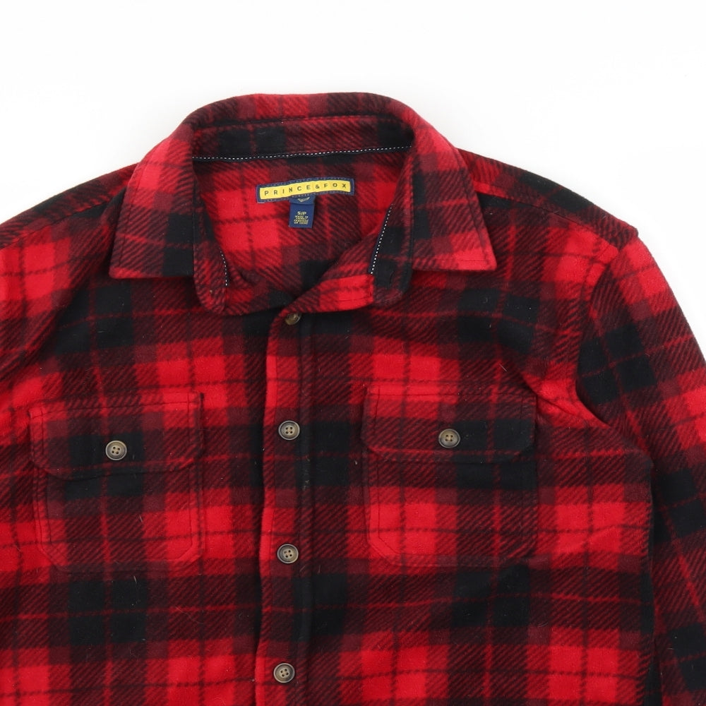 Prince and Fox Mens Red Plaid   Button-Up Size S
