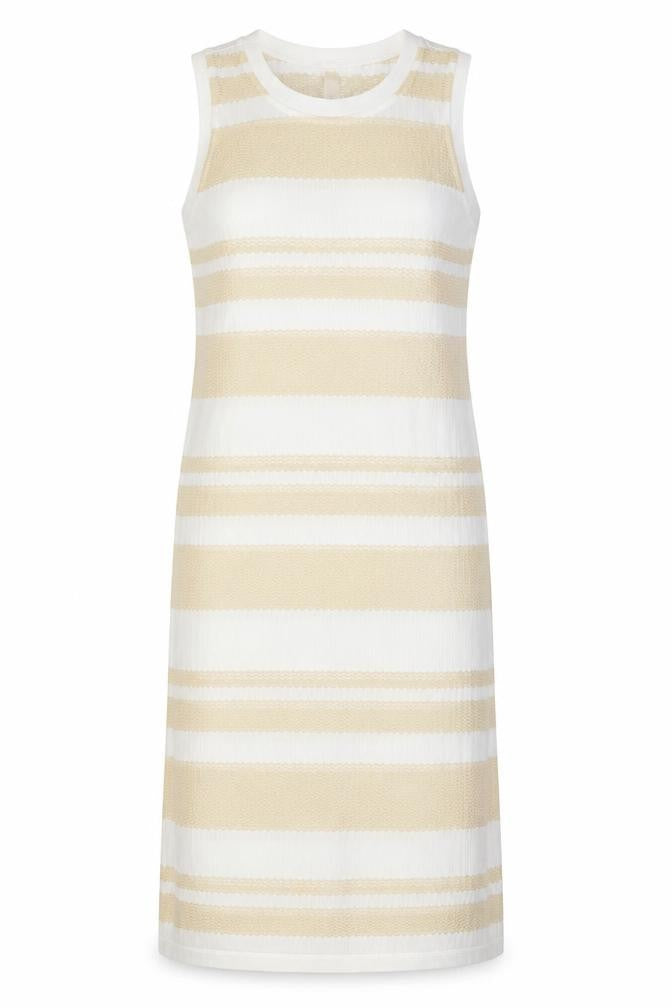 ellie white Womens Beige Striped  A-Line  Size M