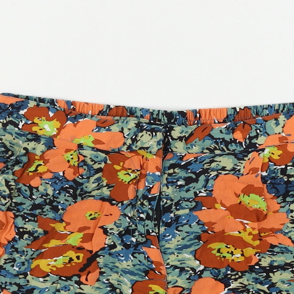 Topshop  Womens Orange Floral  Cut-Off Shorts Size 6