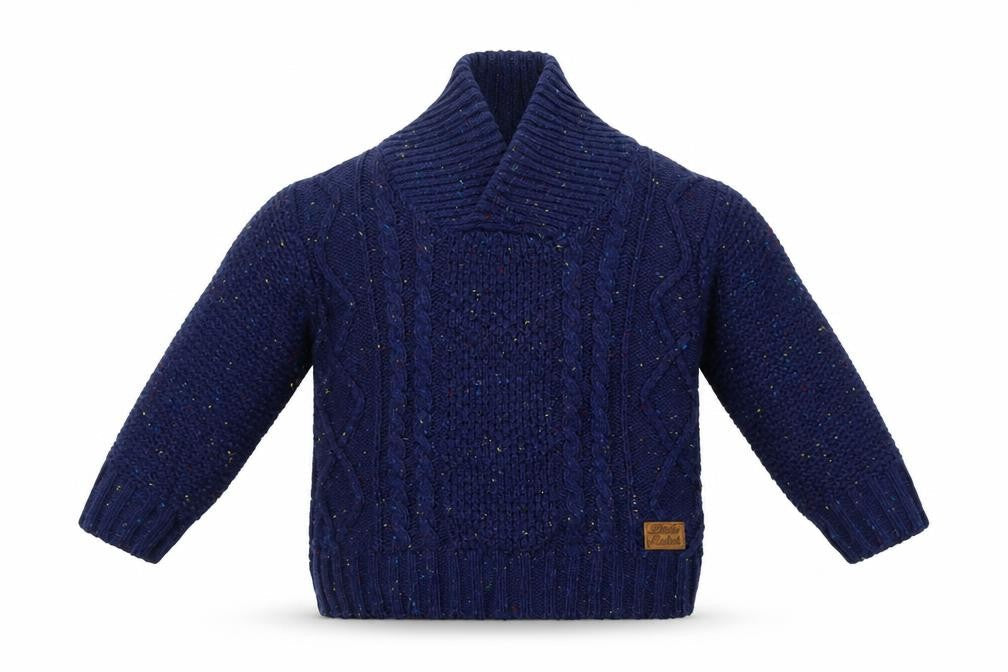 Front view of Rebel boys’ blue jumper, size 12-18, months