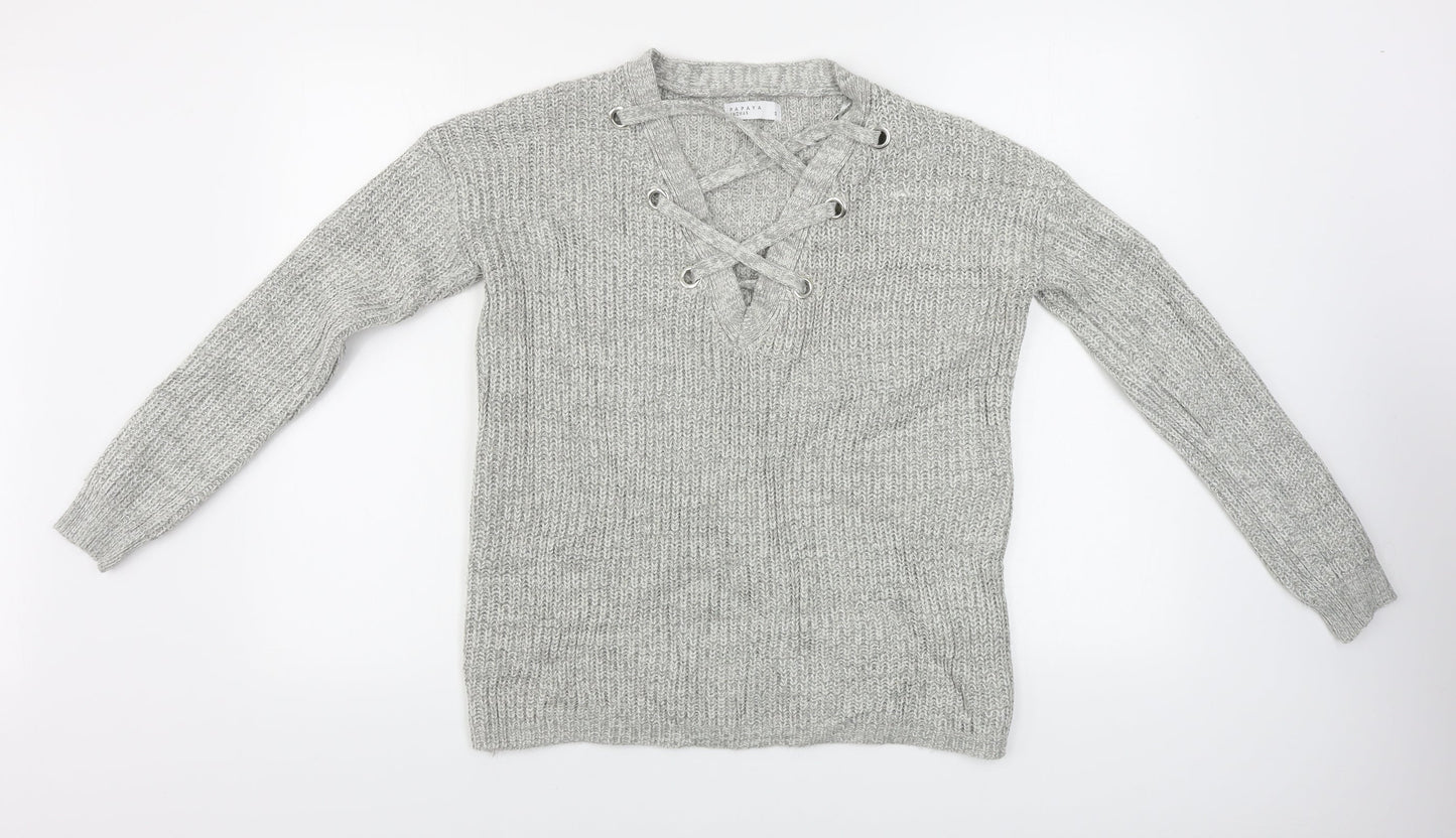Papaya  Womens Grey   Pullover Jumper Size S