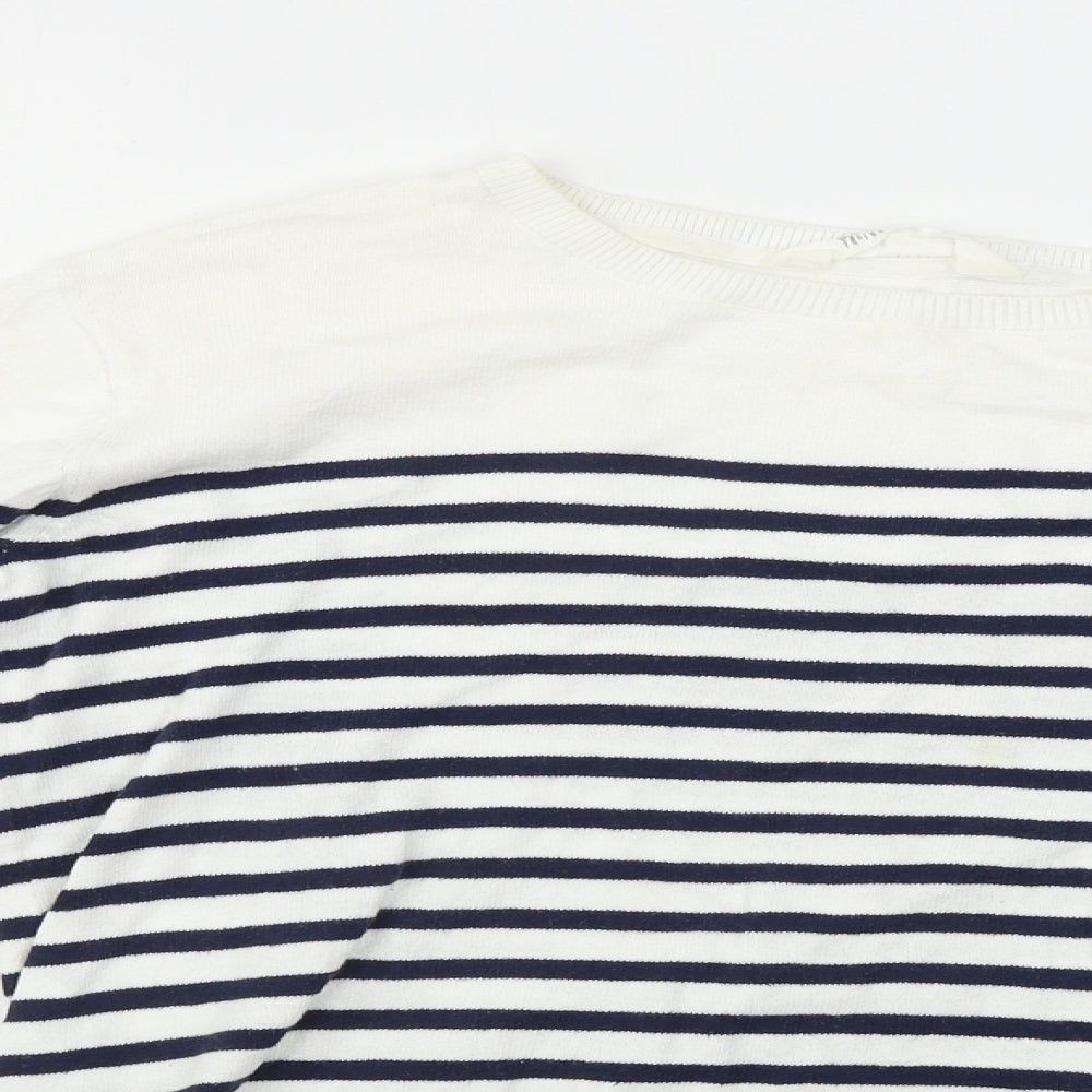 H&M  Girls White Striped  Pullover Jumper Size 14 Years
