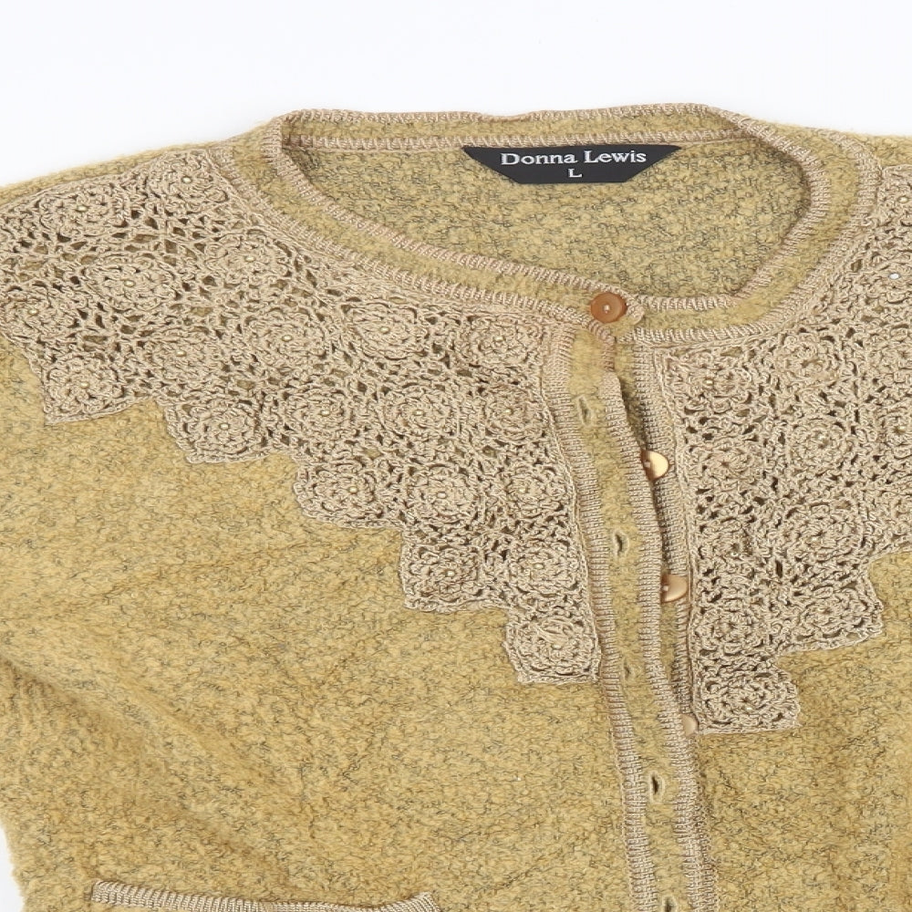 Donna Lewis Womens Brown  Knit Cardigan Jumper Size L