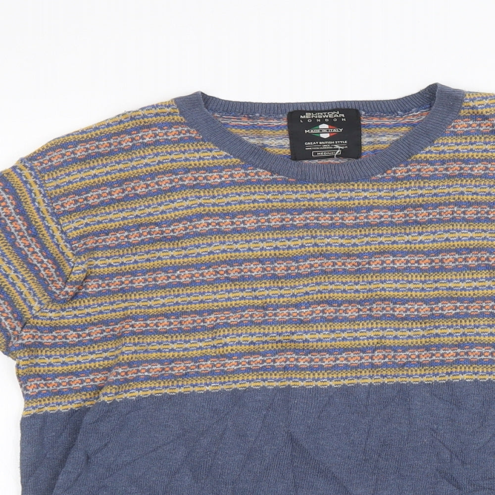Burton Mens Blue Geometric Knit Pullover Sweatshirt Size M